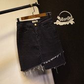 Модерна дамска дънкова пола,изчистен модел с асиметрична дължина в два цвята