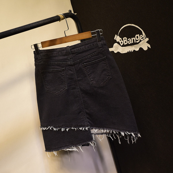 Модерна дамска дънкова пола,изчистен модел с асиметрична дължина в два цвята