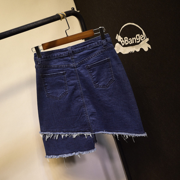 Модерна дамска дънкова пола,изчистен модел с асиметрична дължина в два цвята