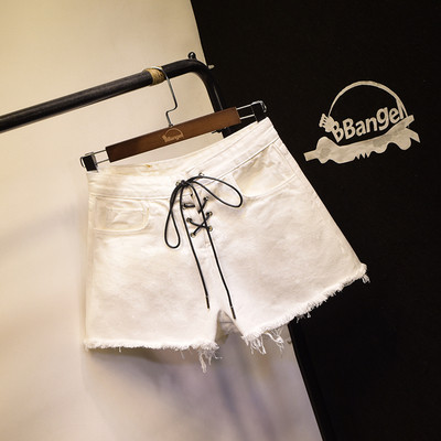 Модерни дамски актуални къси панталон с кръстоснаи връзки в три цвята