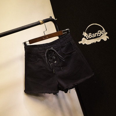 Модерни дамски актуални къси панталон с кръстоснаи връзки в три цвята