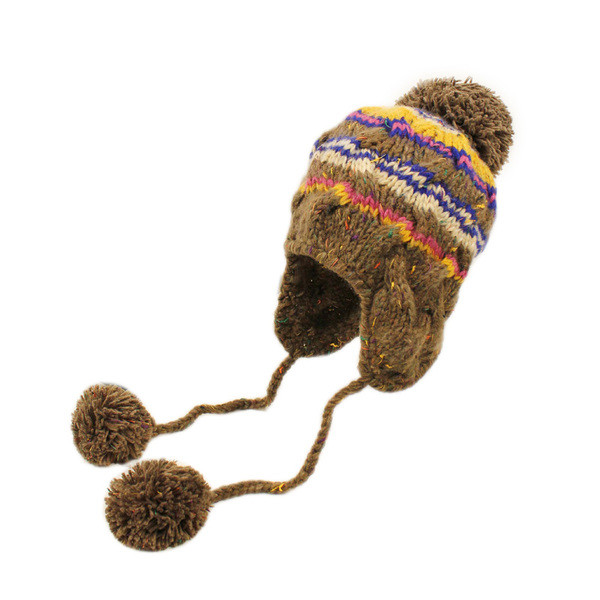 Πλεκτό κυανό καπέλο με μπάλες