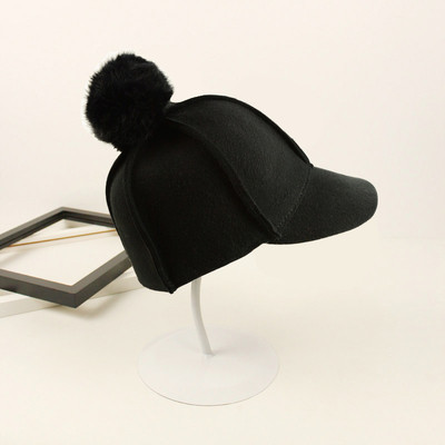 Καπέλο φθινοπώρου-χειμώνα με κουκούλα και χνούδι σε τρία χρώματα