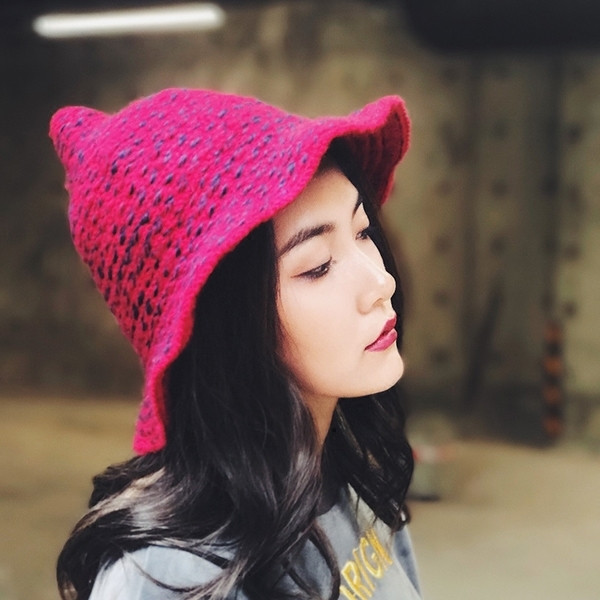 Πλεκτό καπέλο χειμωνιάτικου καπέλου σε δύο χρώματα