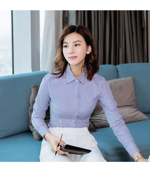 Стилна раирана дамска риза слим