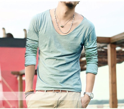 Ежедневна мъжка блуза с хлабаво V-образно деколте - 7 цвята
