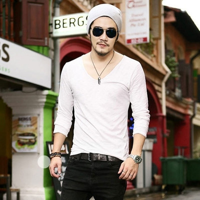 Ежедневна мъжка блуза с хлабаво V-образно деколте - 7 цвята