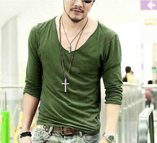 Ежедневна мъжка блуза с хлабаво V-образно деколте - 7 цвята