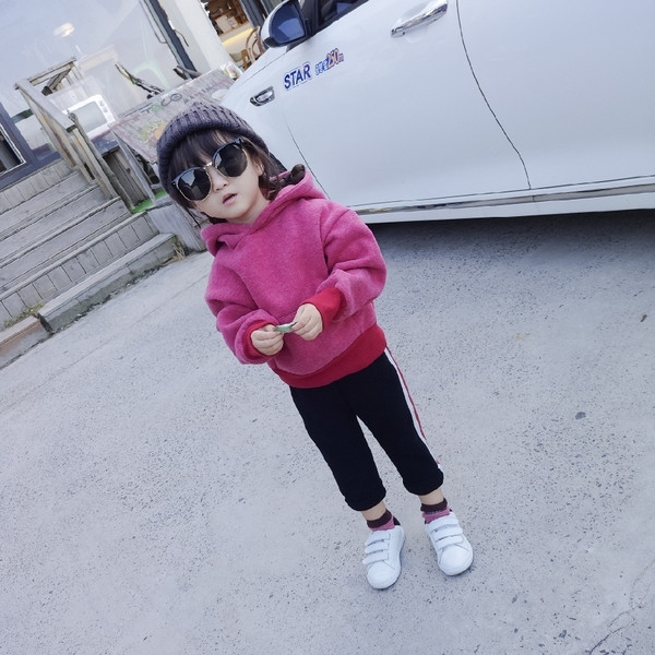 Детски унисекс ежедневен суичър с качулка и джоб в червен и син цвят