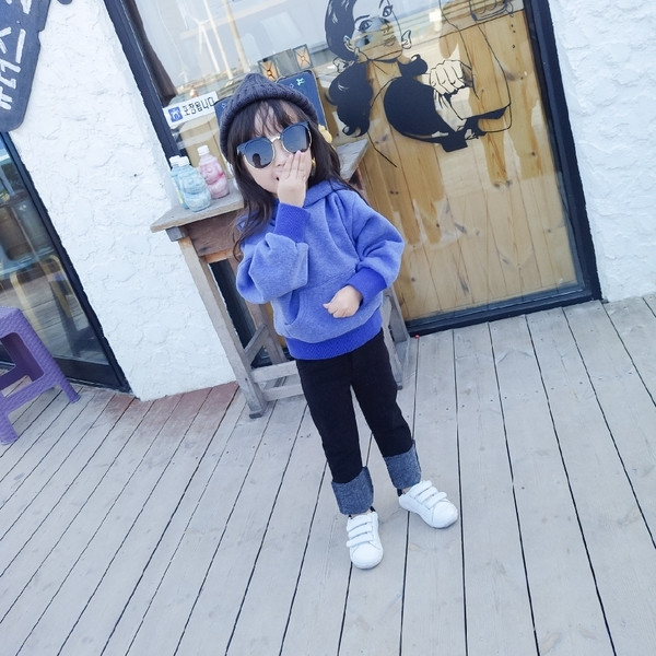 Детски унисекс ежедневен суичър с качулка и джоб в червен и син цвят