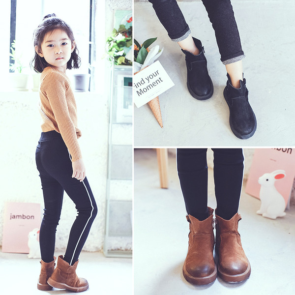 Ζεστές μπότες unisex για παιδιά με επίπεδη σόλα σε δύο χρώματα