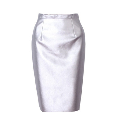 Стилна дамска кожена пола с висока талия в няколко цвята