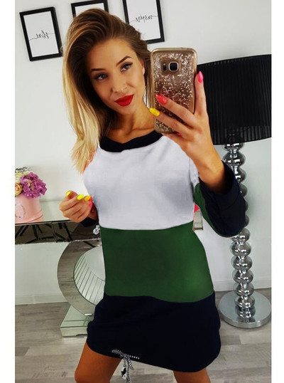 Γυναικείο χιτώνιο με κολάρο σε σχήμα O και τσέπες σε τέσσερα χρώματα