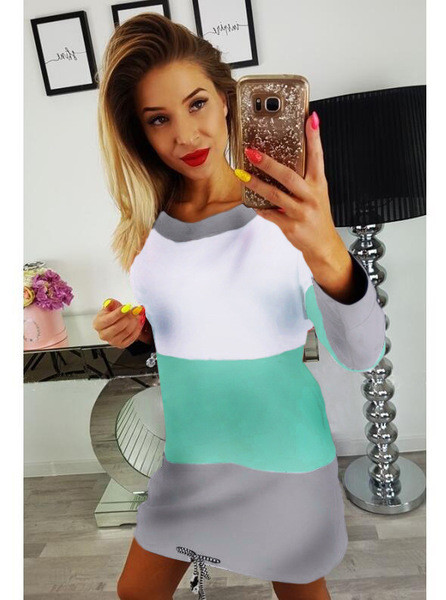 Γυναικείο χιτώνιο με κολάρο σε σχήμα O και τσέπες σε τέσσερα χρώματα