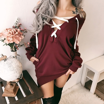 Дамска рокля с кръстосани връзки в три цвята