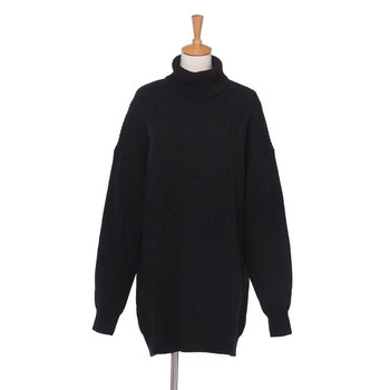 Дебел зимен дамски пуловер в широк модел с висока яка в четири цвята