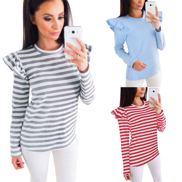 Μπλούζα της καθημερινής κυρίας με κυρτούς ώμους σε τρία χρώματα