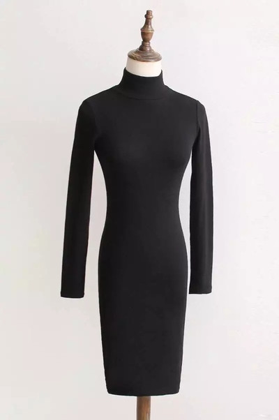 Αθλητισμός-κομψό φόρεμα μονής κυρίας με ψηλό γιακά σε τρία χρώματα