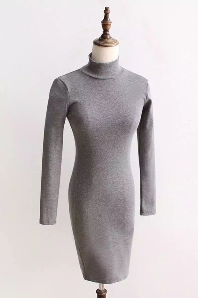 Αθλητισμός-κομψό φόρεμα μονής κυρίας με ψηλό γιακά σε τρία χρώματα