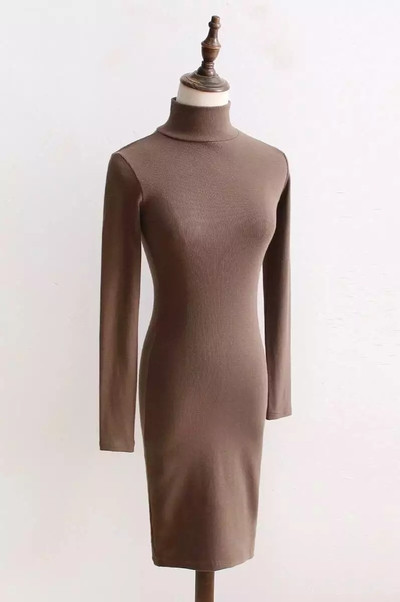 Αθλητισμός-κομψό φόρεμα μονής κυρίας με ψηλό γιακά σε τρία χρώματα