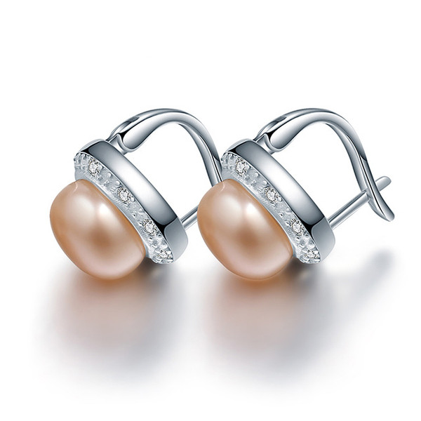 Стилни дамски перлени обеци с малки изкуствени камъчета, 3 модела