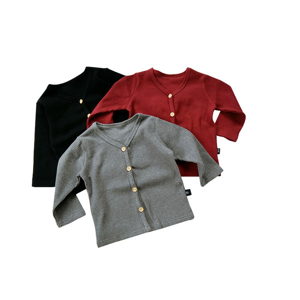 Παιδικό φανελάκι unisex φθινόπωρο-χειμώνα με κολάρο σε σχήμα O και κουμπιά σε τρία χρώματα