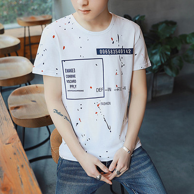 Ежедневна мъжка тениска с щампа и О-образна яка в пет цвята