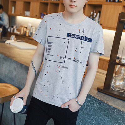 Ежедневна мъжка тениска с щампа и О-образна яка в пет цвята