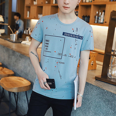 Ежедневна мъжка тениска с щампа и О-образна яка в пет цвята