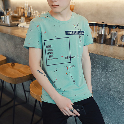 Ежедневна мъжка тениска с щампа и О-образна яка в пет цвята