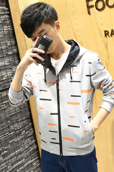 Мъжки спортен ежедневен суичър с качулка и цип с две лица в три цвята