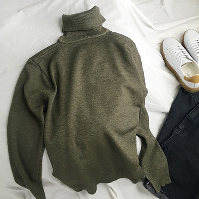 Есенно-зимен унисекс пуловер тип поло в слим модел в различни цветове