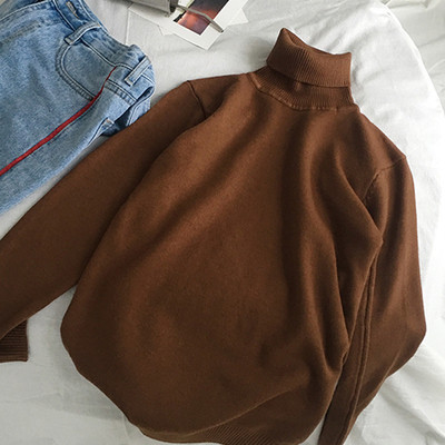 Есенно-зимен унисекс пуловер тип поло в слим модел в различни цветове