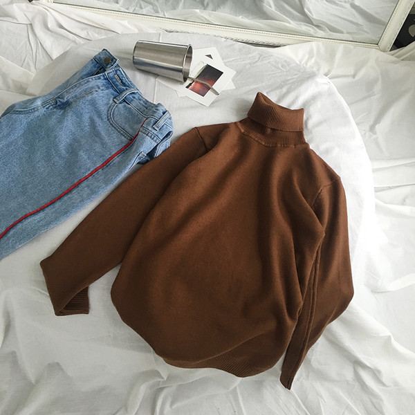 Есенно-зимен унисекс пуловер тип поло в слим модел в различни цветове