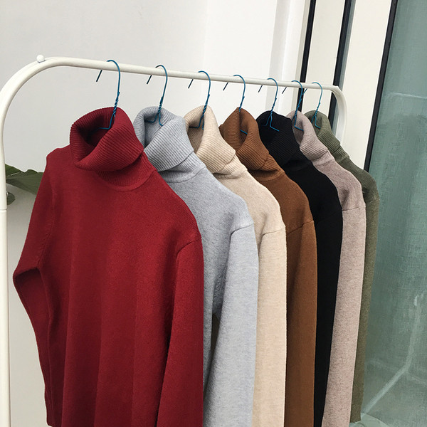 Есенно-зимен унисекс пуловер тип поло в слим модел в различни цветове