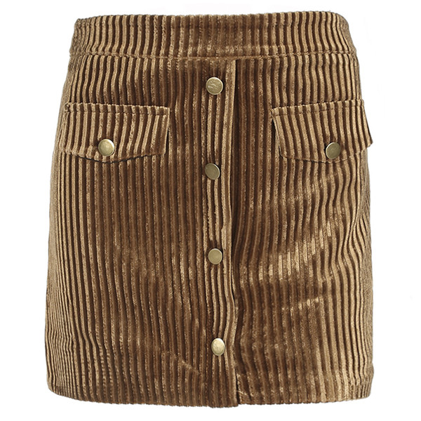 Елегантна дамска пола с висока талия и копчета