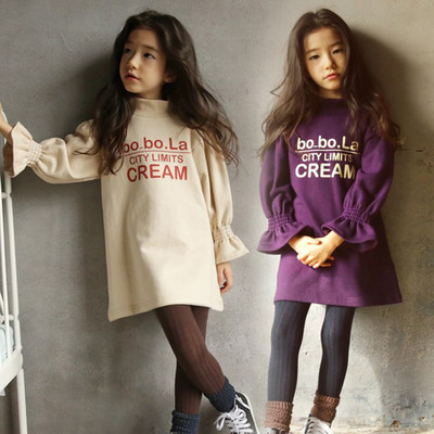Ежедневен детски блузон за момичета в сводбоден стил с надпис в два цвята