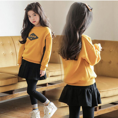 Αθλητικό-κομψό casual set από δύο κομμάτια για κορίτσια-φούτερ + φούστα / παντόν