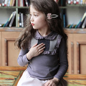 Μοντέρνα παιδική μπλούζα για κορίτσια με κολάρο σε σχήμα O