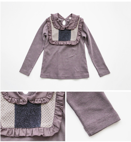 Μοντέρνα παιδική μπλούζα για κορίτσια με κολάρο σε σχήμα O