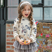 Ημερήσια παιδική μπλούζα για κορίτσια με φυτικά μοτίβα σε δύο χρώματα