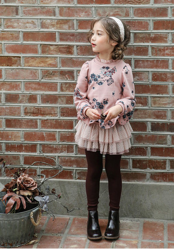 Ежедневна детска блуза за момичета с флорални мотиви в два цвята