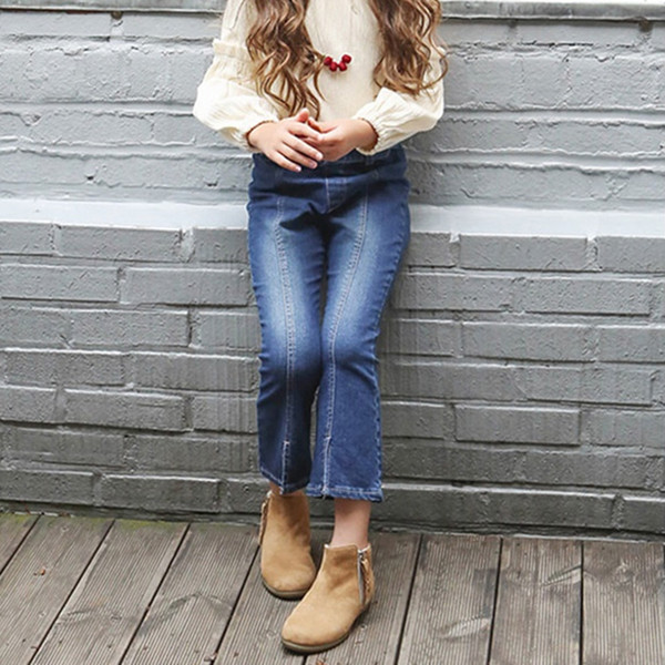 Αθλητικά-Κομψά Παιδικά Τζιν για 7/8 Κορίτσια σε ένα απλό μοντέλο με Υψηλή Μέση και Πλάτη