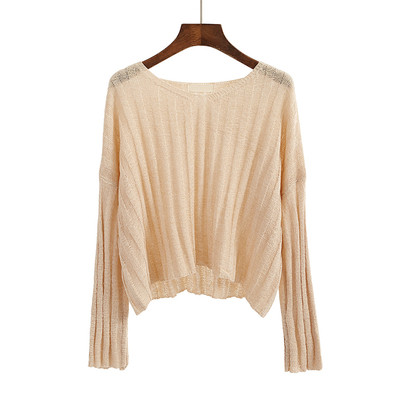 Тънък дамски пуловер в свободен стил в три цвята