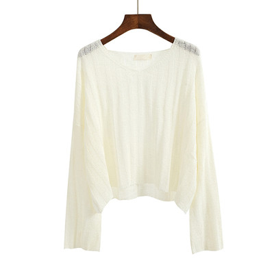 Тънък дамски пуловер в свободен стил в три цвята