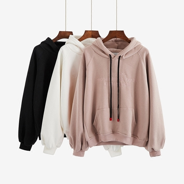 Αθλητική φαρδιά γυναικεία φούτερ με κουκούλα και τσέπη