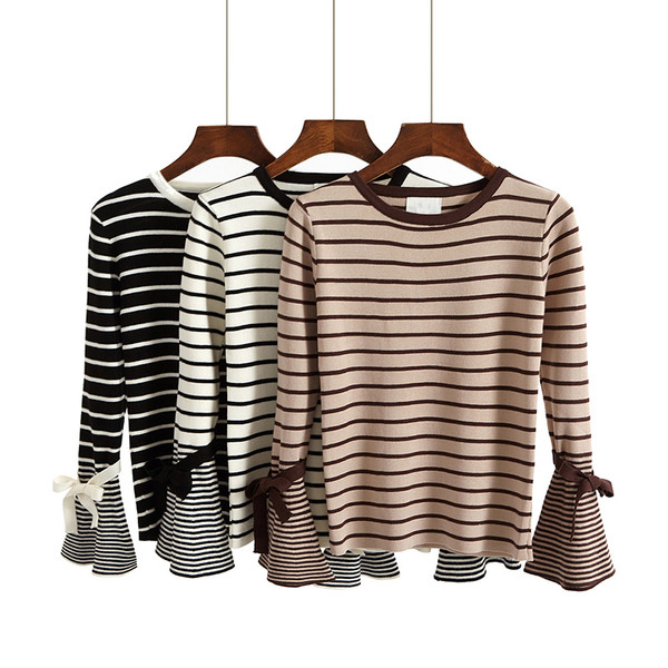 Γυναικεία μπλούζα καθημερινή με ριγέ μανίκια