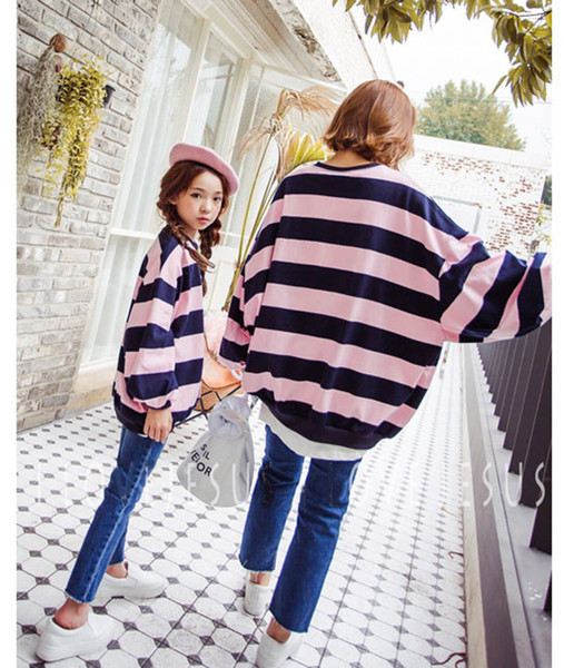 Καθημερινή Strapless O-Striped λουράκι πουλόβερ σε ένα ευρύ πρότυπο για τις μητέρες και τα παιδιά σε δύο χρώματα