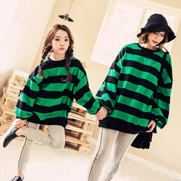 Καθημερινή Strapless O-Striped λουράκι πουλόβερ σε ένα ευρύ πρότυπο για τις μητέρες και τα παιδιά σε δύο χρώματα