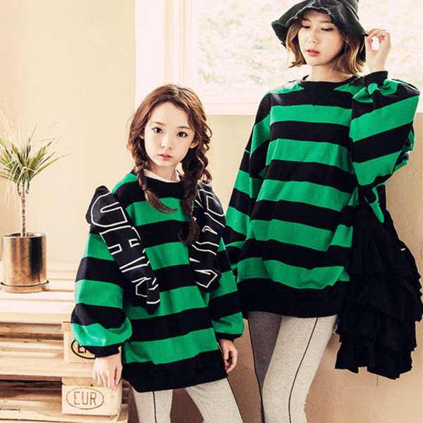 Καθημερινή Strapless O-Striped λουράκι πουλόβερ σε ένα ευρύ πρότυπο για τις μητέρες και τα παιδιά σε δύο χρώματα